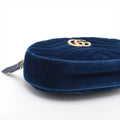Gucci GG Marmont Velvet &amp; Leather Waist Bag Blue 476434 #2614 by Bolt Boutique