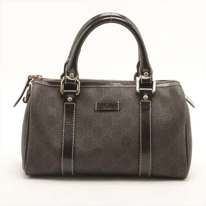 Gucci GG Supreme PVC &amp; leather Mini Boston Bag Brown 193604 #2606 by Bolt Boutique
