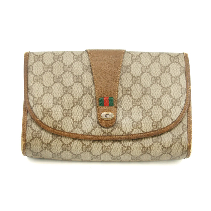 Gucci GG Supreme Web Sherry Line Clutch Bag Beige #3059 by Bolt Boutique