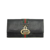 Gucci GG Vintage Black Canvas x Leather Sherry Line Long Wallet #3938