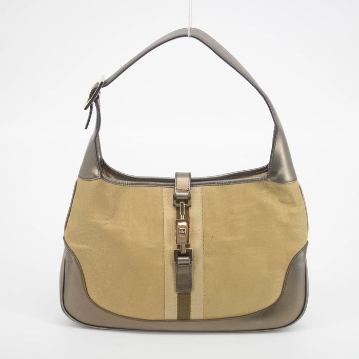 Gucci Gold Canvas / Metallic Brown Leather Jackie Shoulder Bag #2088 by Bolt Boutique