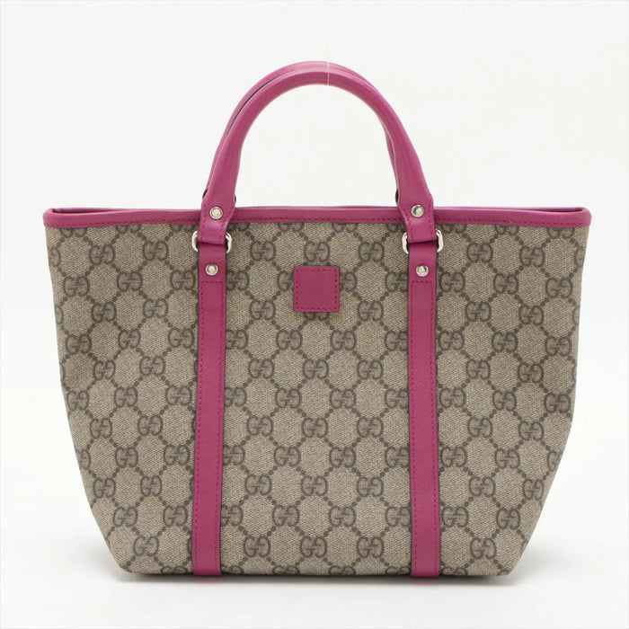 Gucci Kids Line GG Supreme Canvas Coated Handbag Beige x Pink #3284 by Bolt Boutique