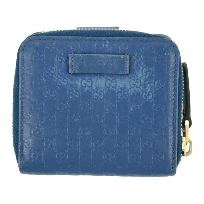 Gucci Micro Guccissima Blue Zip Around Compact Wallet #5188 by Bolt Boutique