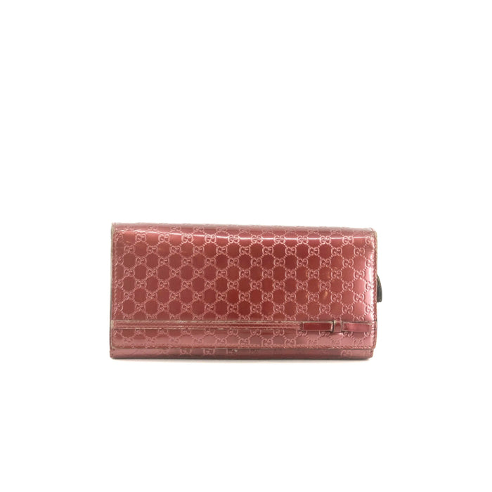 Gucci Microguccisima Patent Leather Pink Long Wallet #3562 by Bolt Boutique