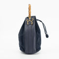 Gucci Navy Bamboo Suede x Leather Drawstring 2WAY Shoulder Bag #1881 by Bolt Boutique