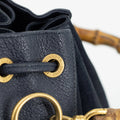 Gucci Navy Bamboo Suede x Leather Drawstring 2WAY Shoulder Bag #1881 by Bolt Boutique