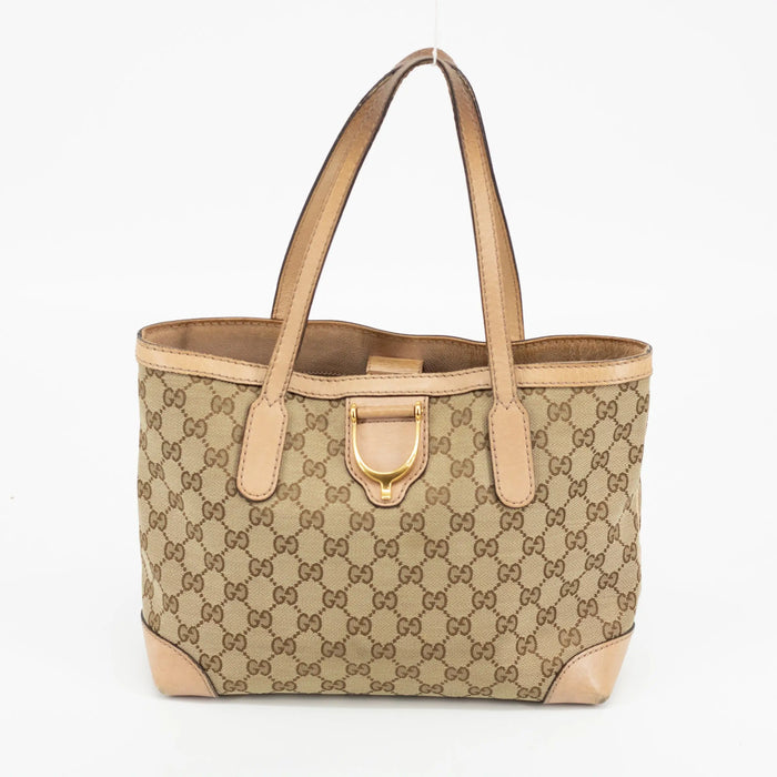 Gucci Pink & Gold GG Surpreme Canvas Stirrup Tote Bag #1713 by Bolt Boutique