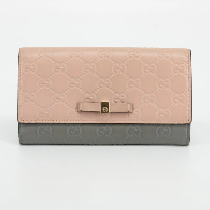 Gucci Pink x Gray Guccissima Leather Ribbon Long Wallet #1959 by Bolt Boutique