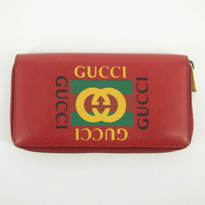 Gucci Red Logo Print Zip Wallet-#1392 by Bolt Boutique