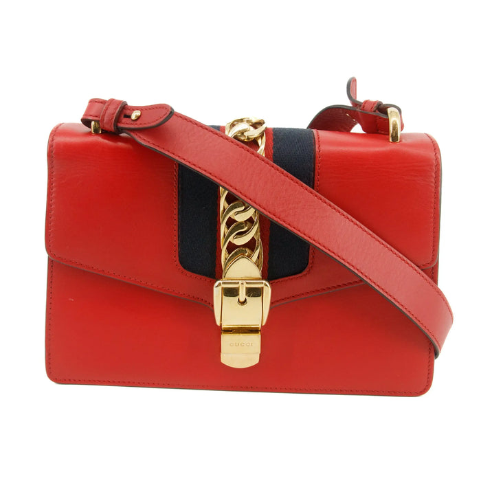 Gucci Red Sylvie Sherry Line Leather Shoulder Bag #2943 by Bolt Boutique