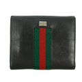 Gucci Sherry Web Black Leather Bifold Wallet #5301 by Bolt Boutique