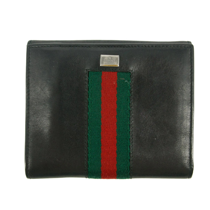 Gucci Sherry Web Black Leather Bifold Wallet #5301 by Bolt Boutique