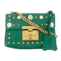 Gucci Small Pearl Studded Padlock Crossbody Bag Green #9219 by Bolt Boutique