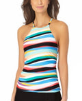 Anne Cole Womens Striped Removable Cups Halter Tankini Top by Vanessa Jane