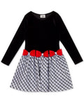 Rare Editions Little Girls Velvet Drop-Waist Bow Dress ,Size 6X by Vanessa Jane