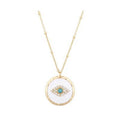 Unwritten Gold Flash-Plated Cubic Zirconia Enamel Evil Eye Coin Pendant Necklace by Vanessa Jane