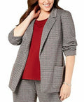 Nine West Womens Plus Houndstooth Print Boxy Jacket by Vanessa Jane