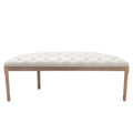 Half Moon French Vintage Bench with Padded Seat & Rubberwood Legs by DailySale