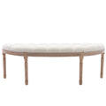 Half Moon French Vintage Bench with Padded Seat & Rubberwood Legs by DailySale