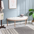 Half Moon French Vintage Bench with Padded Seat & Rubberwood Legs by DailySale