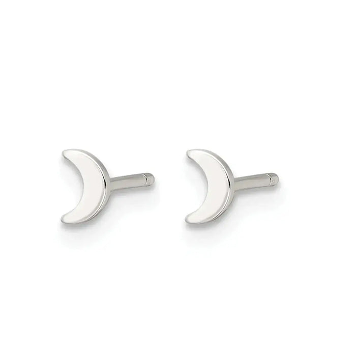 Half Moon Stud Earrings Silver by Fine Color Jewels