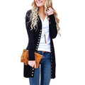 Halife Women's Long Sleeve Snap Button Down Knit Ribbed Neckline Cardigan Sweater by DailySale