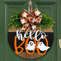 Halloween Round Wooden Board Front Door Decoration Wreath by DailySale