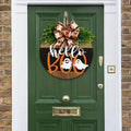 Halloween Round Wooden Board Front Door Decoration Wreath by DailySale
