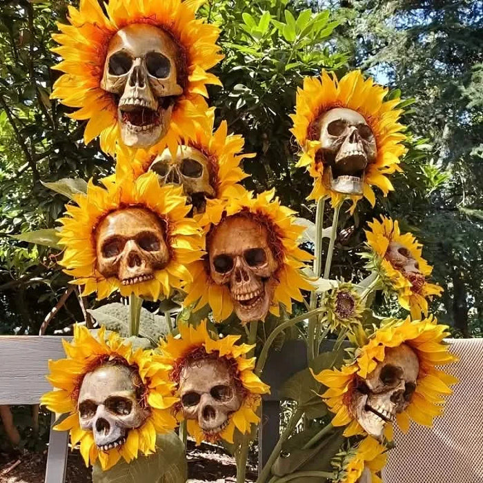 Halloween Sunflower Skull Head Garden Decoration by DailySale
