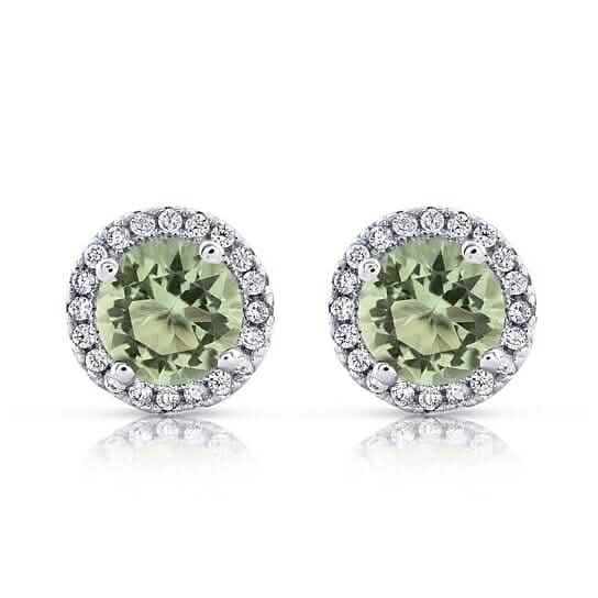 Halo Cz Green Earrings White Sterling Silver by DailySale