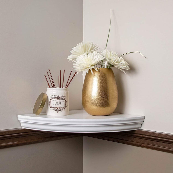 Halter Corner Floating Shelf - Space Saving Round Design with No Visible Support by DailySale