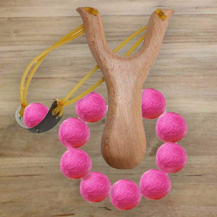 Handcrafted Wood Slingshot With Soft Felt Balls by DailySale