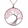 Handmade Genuine Gemstone Chakra Tree of Life Pendant Necklace - Color: Pink