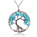 Handmade Genuine Gemstone Chakra Tree of Life Pendant Necklace by DailySale