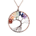 Handmade Genuine Gemstone Chakra Tree of Life Pendant Necklace by DailySale