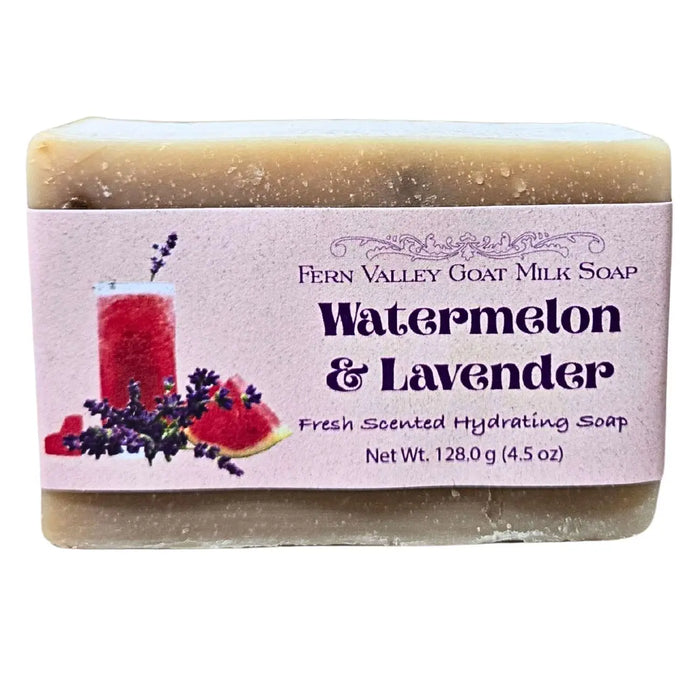 Handmade Goat Milk Soap | Fresh Scented Watermelon & Lavender Bar Soap by Fern Valley Soap