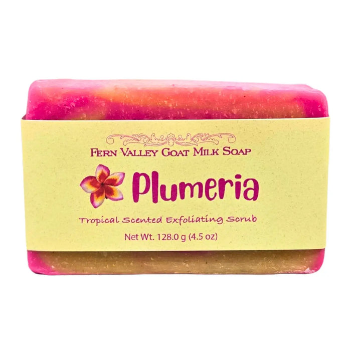 Handmade Goat Milk Soap | Plumeria Tropical Scented Scrub by Fern Valley Soap