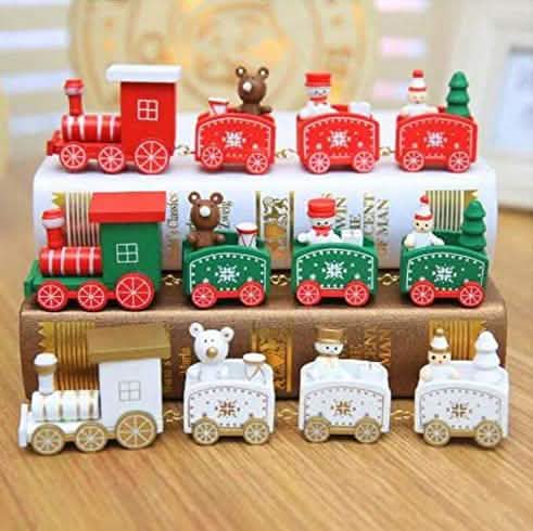 Happy Trees Wooden Christmas Train with Snowman by DailySale
