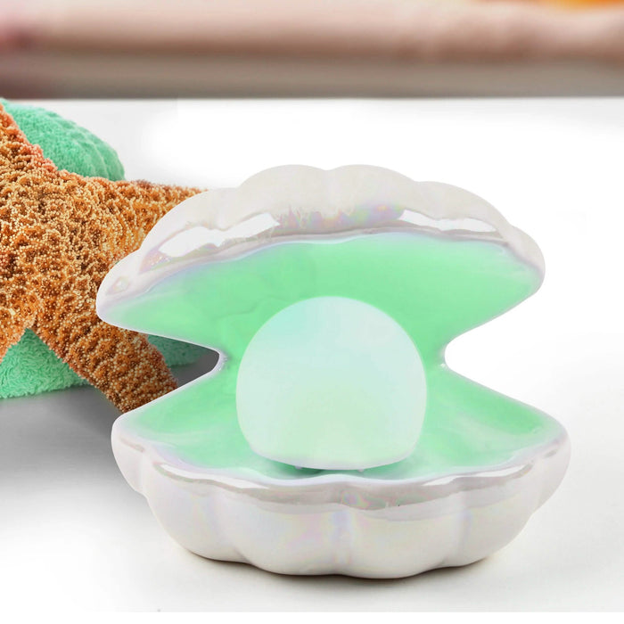 Heart and Haven Pearl in Shell Color-Changing LED Light Ceramic Lamp Decor by DailySale