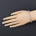 Heart Blue Aquamarine & Diamond Prong Silver Box Clasp Tennis Bracelet by Fine Color Jewels