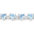 Heart Blue Topaz & Diamond Prong Silver Tennis Bracelet by Fine Color Jewels