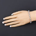 Heart Blue Topaz & Diamond Prong Silver Tennis Bracelet by Fine Color Jewels