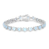 Heart Blue Topaz & Diamond Prong Silver Tennis Bracelet