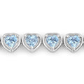 Heart Blue Topaz Prong Silver Tennis Bracelet by Fine Color Jewels