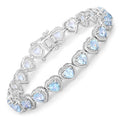 Heart Blue Topaz Prong Silver Tennis Bracelet by Fine Color Jewels
