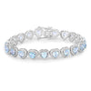 Heart Blue Topaz Prong Silver Tennis Bracelet