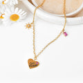 Heart Charm Necklace 18K Gold Over Silver by Fine Color Jewels