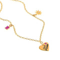 Heart Charm Necklace 18K Gold Over Silver by Fine Color Jewels