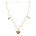 Heart Charm Necklace 18K Gold Over Silver by Fine Color Jewels