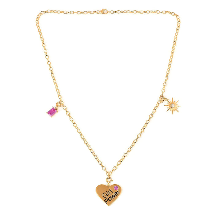 Heart Charm Necklace 18K Gold Over Silver by Fine Color Jewels